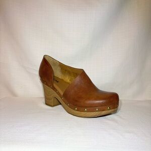 Korks Women Arielle Clogs Wood Sole D’Orsay Pump Brown Size 8